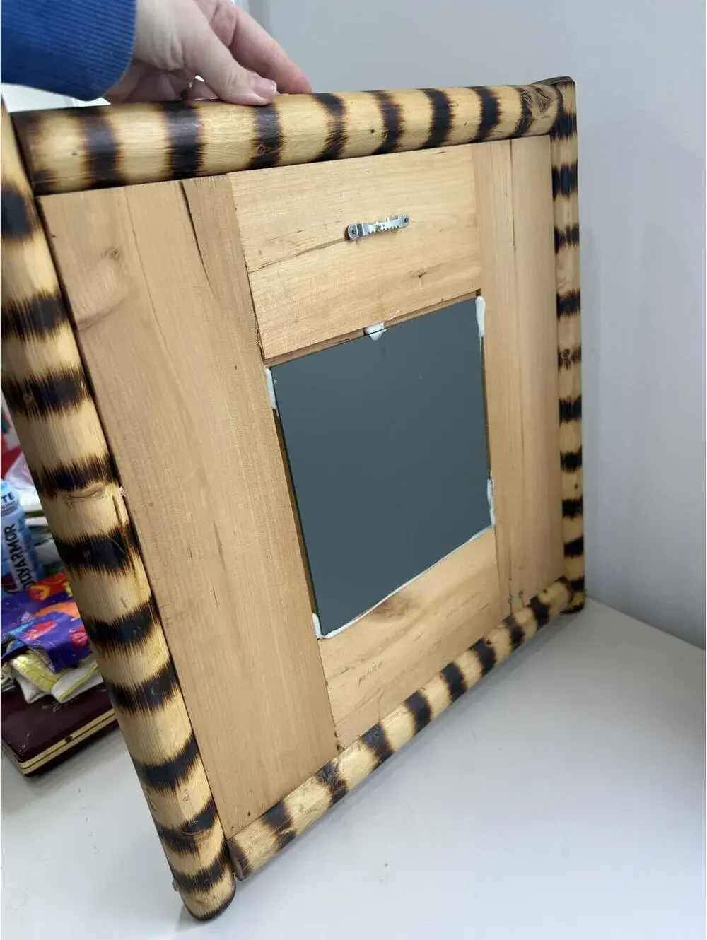 Wild Life Decorative Wall Mirror with Colorful Wooden Frame 14x14